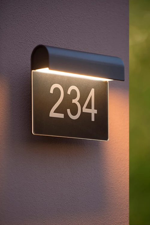 Lucide THESI LED - Wandlamp Binnen/Buiten - LED - 1x8W 3000K - IP54 - Zwart - sfeer 1